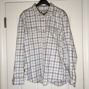 XL Lucky Brand White/Blue Plaid Flannel Shirt